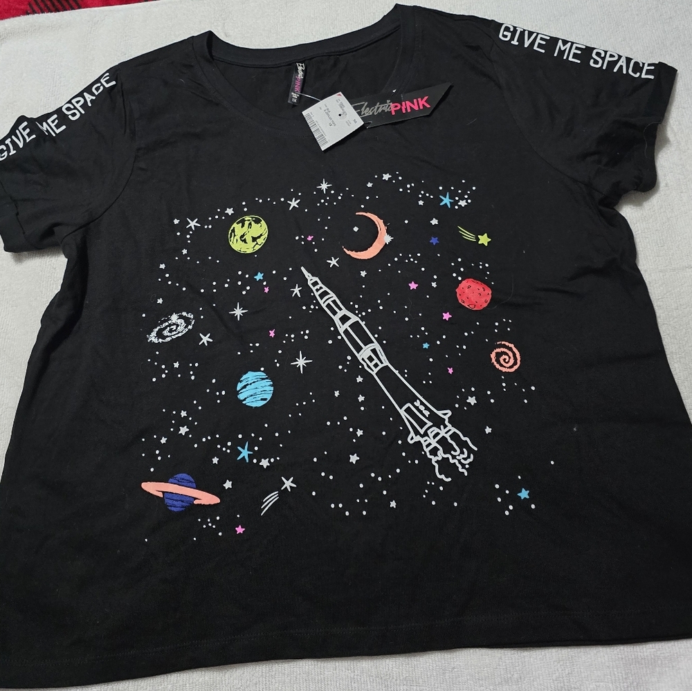 NWT Black Space-Themed T-Shirt